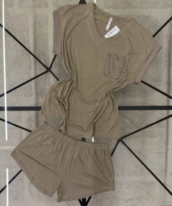 Alternative view of Pyjama short  haut demi manche " Khakhi "