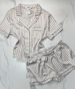 Pyjama short en satin primark " taupe à rayures "