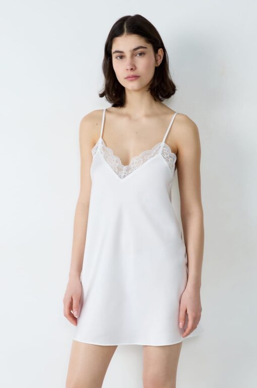 Nuisette etam en satin " desire " blanc