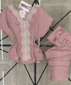Alternative view of Pyjama Haut Demi Manche En Satin " Bois de rose "