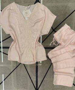 Alternative view of Pyjama Haut Demi Manche En Satin " Rose "