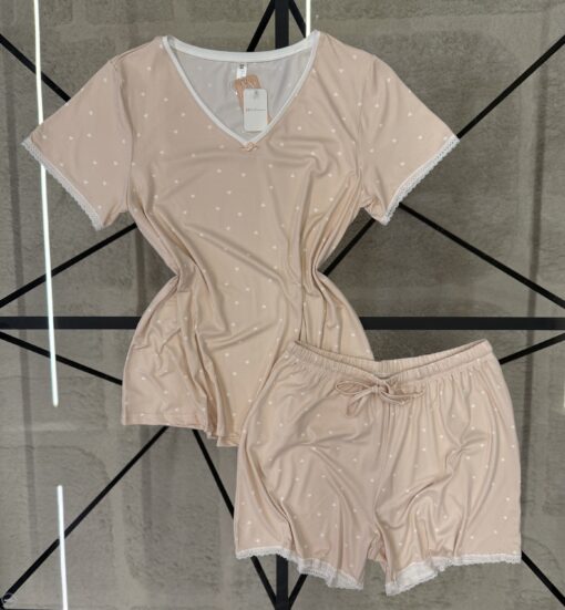 Pyjama Short Haut Demi Manche " Rose "