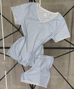 Alternative view of Pyjama Short Haut Demi Manche " Bleu "