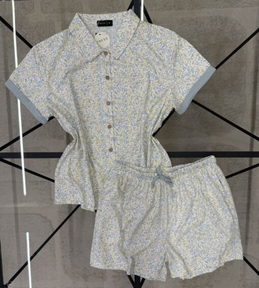 Pyjama Short Boutonnée " A Fleurs "