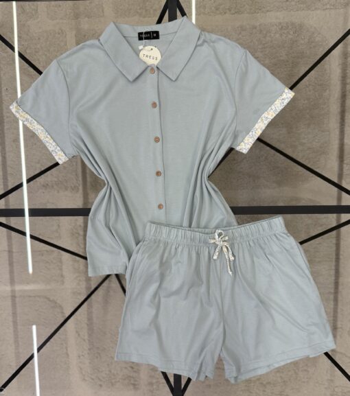 Pyjama Short Boutonnée " Vert "