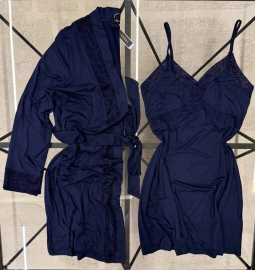 Ensemble Nuisette Peignoir " Bleu Nuit "