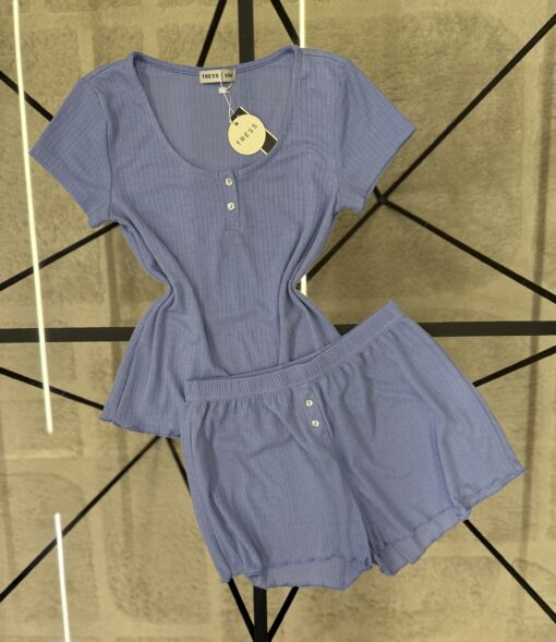Pyjama Short Haut Demi Manche " Bleu "