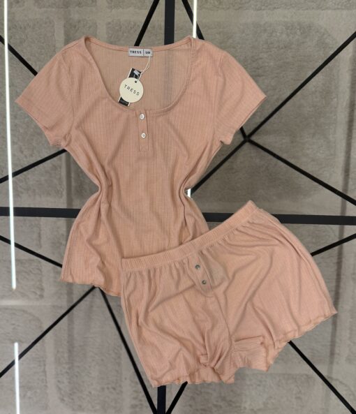 Pyjama Short Haut Demi Manche " Rose "