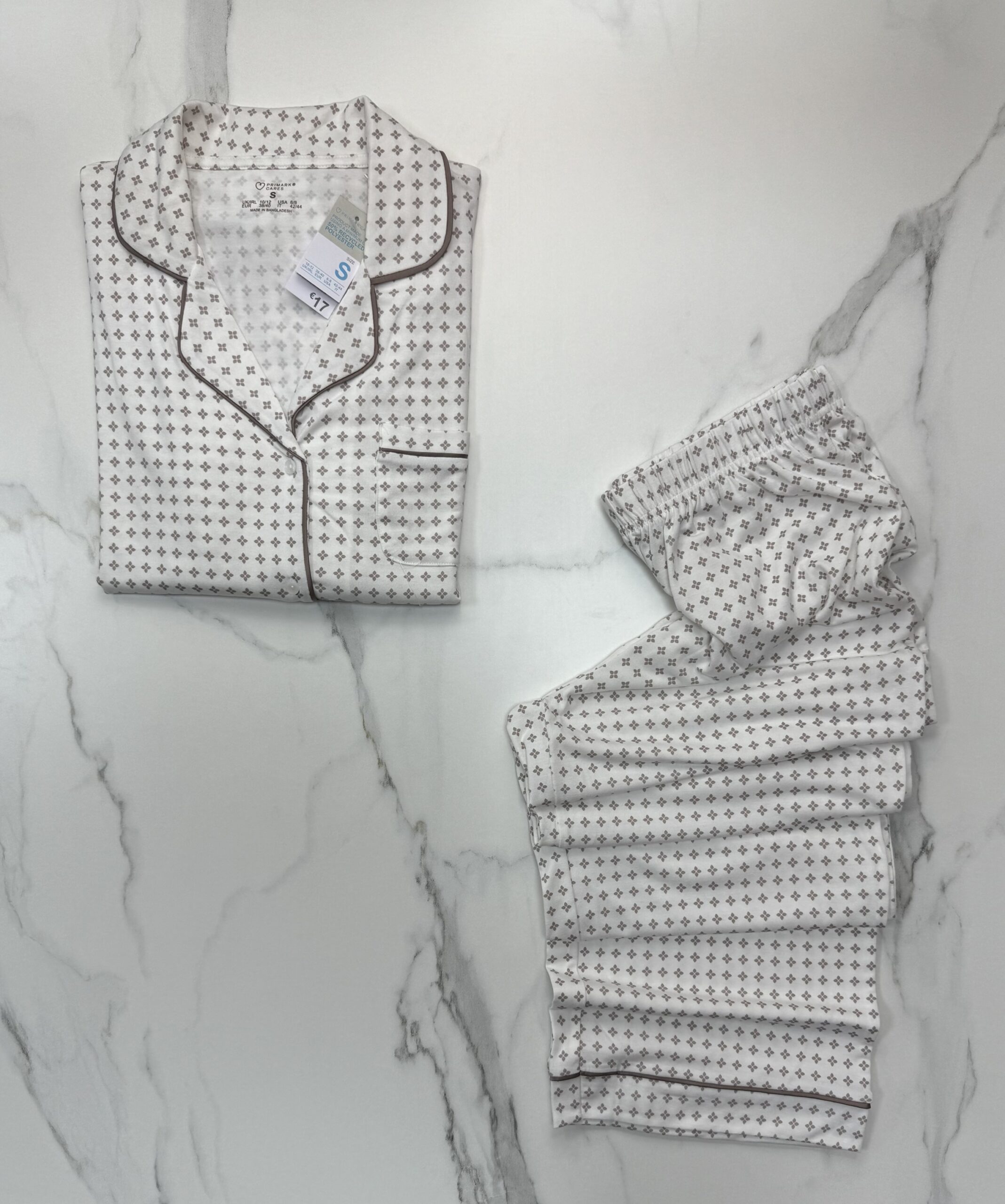 Pyjama boutonné haut manche longue primark " Taupe à motifs " – Image 2