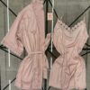 Ensemble nuisette peignoir en satin " Rose "