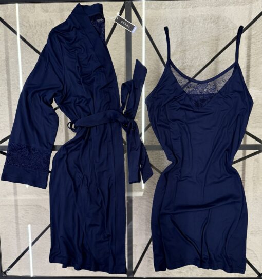 Ensemble Nuisette Peignoir " Bleu nuit "