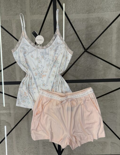 Pyjama short bustier " rose "
