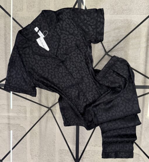 Pyjama boutonné haut demi manche - Noir -