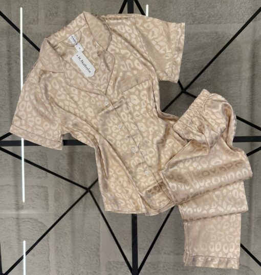 Pyjama boutonné haut demi manche - Beige -