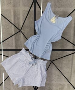Alternative view of Pyjama short bustier " Bleu "