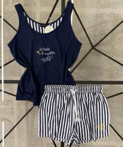 Pyjama short bustier " bleu "