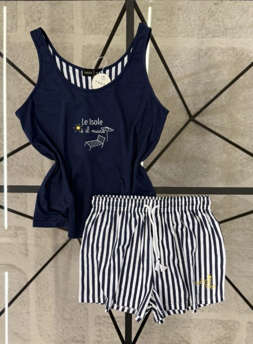 Pyjama short bustier " bleu "