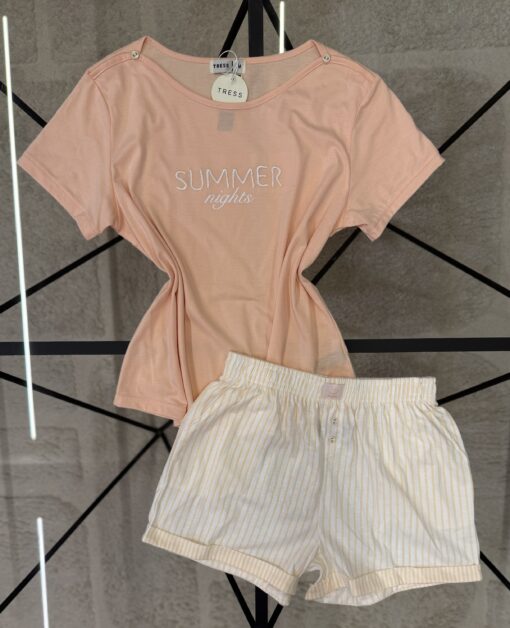Pyjama short haut demi manche " Saumon "
