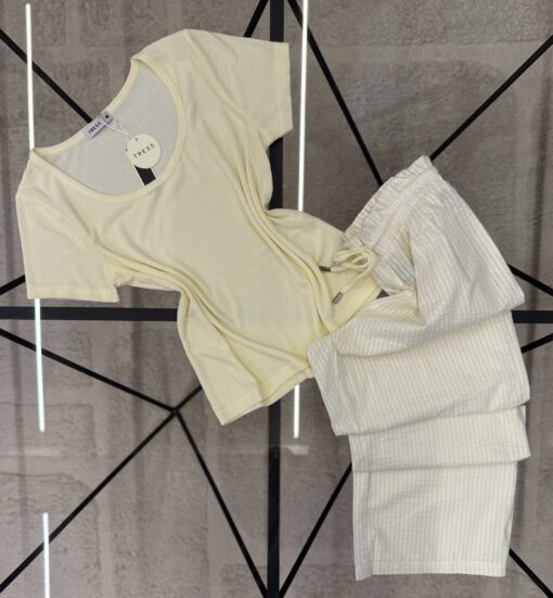 Pyjama pantalon haut demi manche " Jaune "