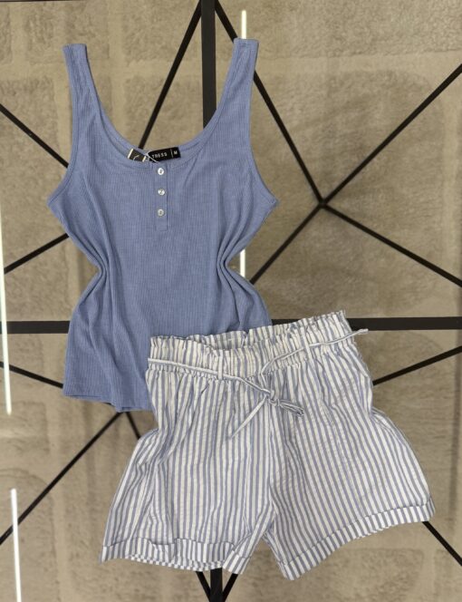 Pyjama short bustier " Bleu "