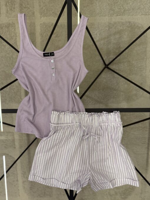 Pyjama short bustier " Mauve "