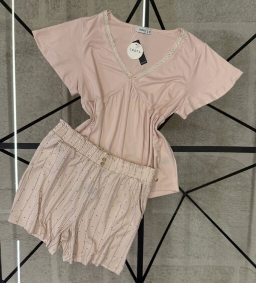 Pyjama short haut demi manche " rose "