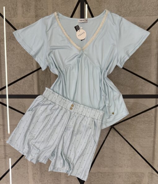 Pyjama short haut demi manche " Bleu "
