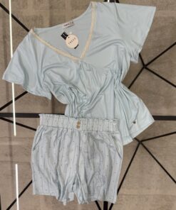 Alternative view of Pyjama short haut demi manche " Bleu "