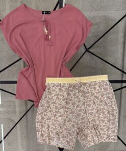 Alternative view of Pyjama short haut demi manche " Rose  "