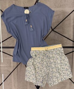 Alternative view of Pyjama short haut demi manche " Bleu  "