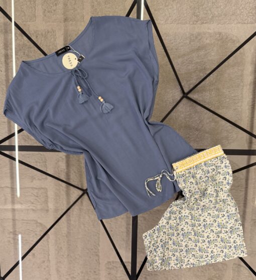 Pyjama short haut demi manche " Bleu  "