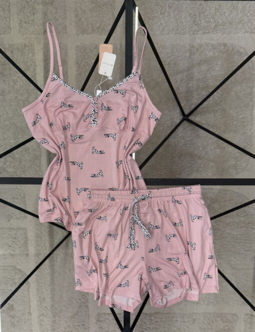 Pyjama short bustier " Rose "