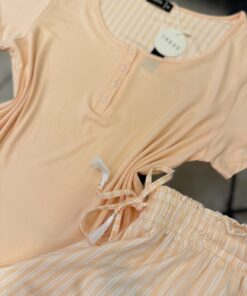 Alternative view of Pyjama pantalon haut demi manche " Saumon "