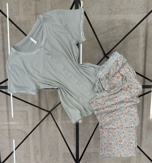 Pyjama pantalon haut demi manche " Vert "