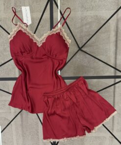 Short-bustier en satin " Bordeaux "