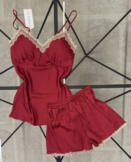 Short-bustier en satin " Bordeaux "