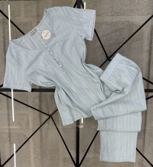 Pyjama pantalon haut demi manche " Vert d'eau "
