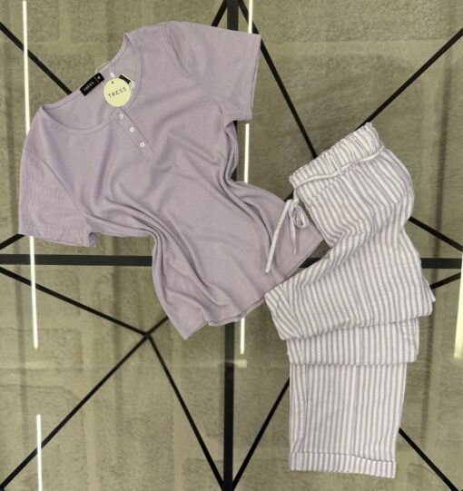 Pyjama pantalon haut demi manche " Mauve "