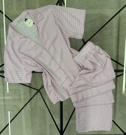 Pyjama boutonné haut demi manche " Rose "