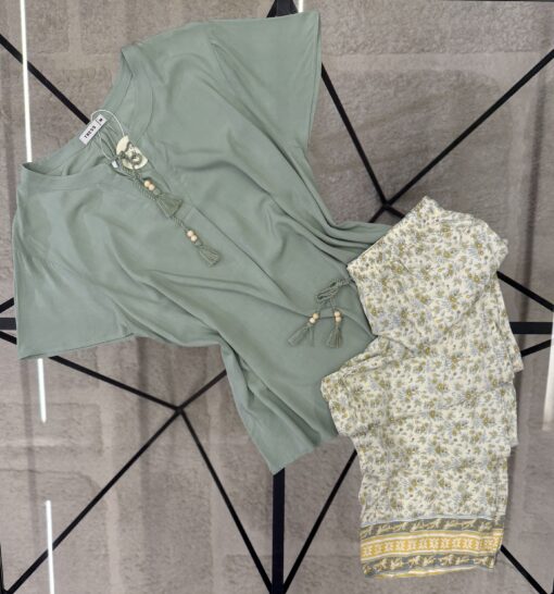 Pyjama pantalon haut demi manche " Vert "