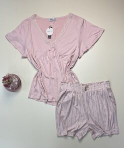 Pyjama short haut demi manche " rose "