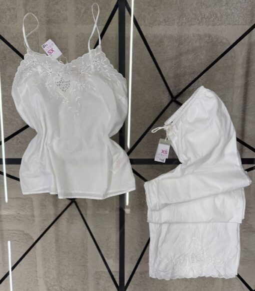 Pyjama bustier pantalon primark en lin " blanc "
