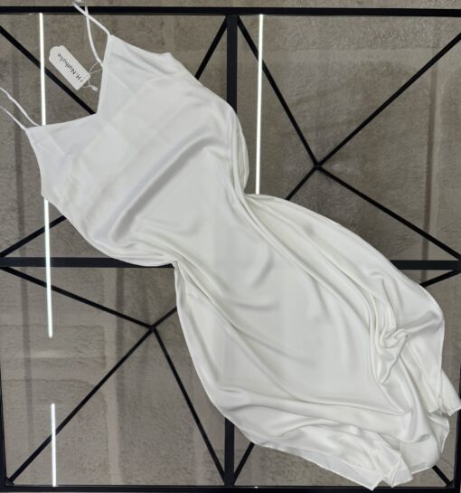 Nuisette longue en satin " Blanc "