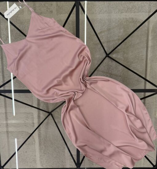 Nuisette longue en satin " Rose "