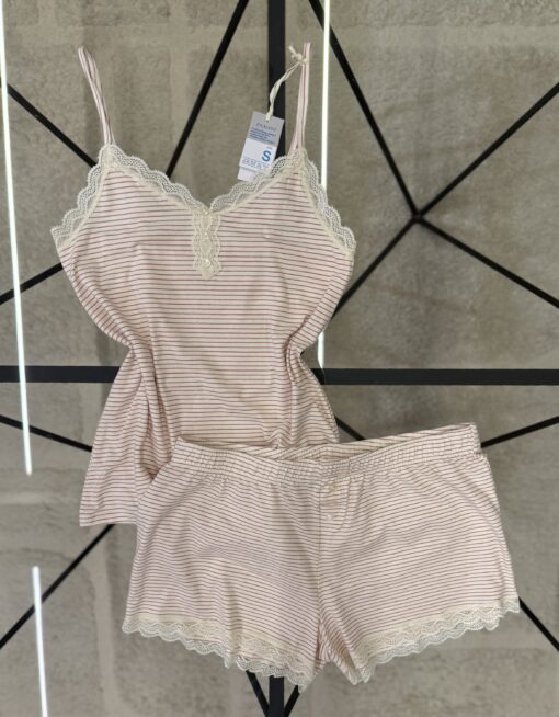 Pyjama short bustier - Primark - " rose à rayures "