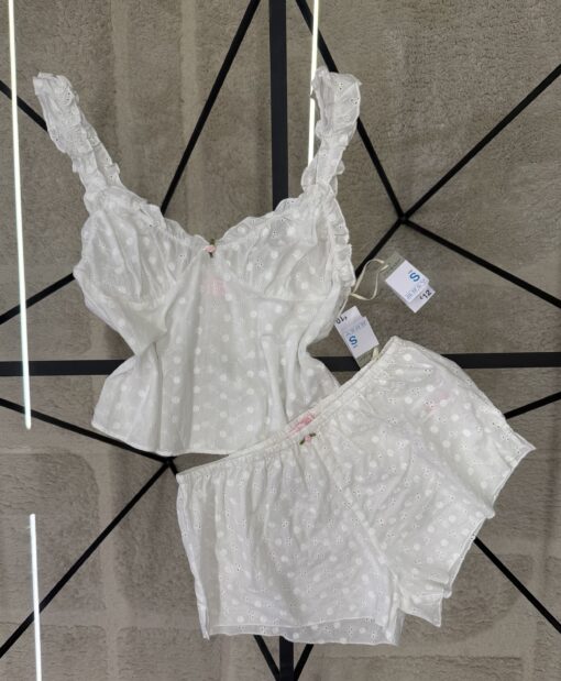 Pyjama short  bustier en lin- Primark - blanc