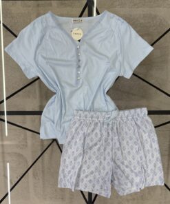 Alternative view of Pyjama short haut demi manche " Bleu "