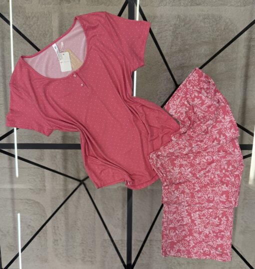 Pyjama pantalon haut demi manche " Rose "