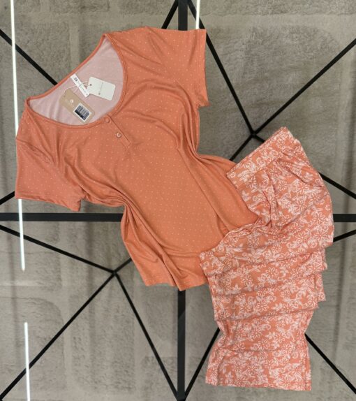 Pyjama pantalon haut demi manche " Orange "