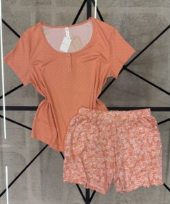 Alternative view of Pyjama short haut demi manche " Saumon "